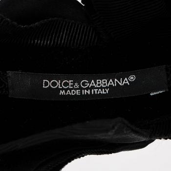 DOLCE & GABBANA, a black suede and fabric headband.