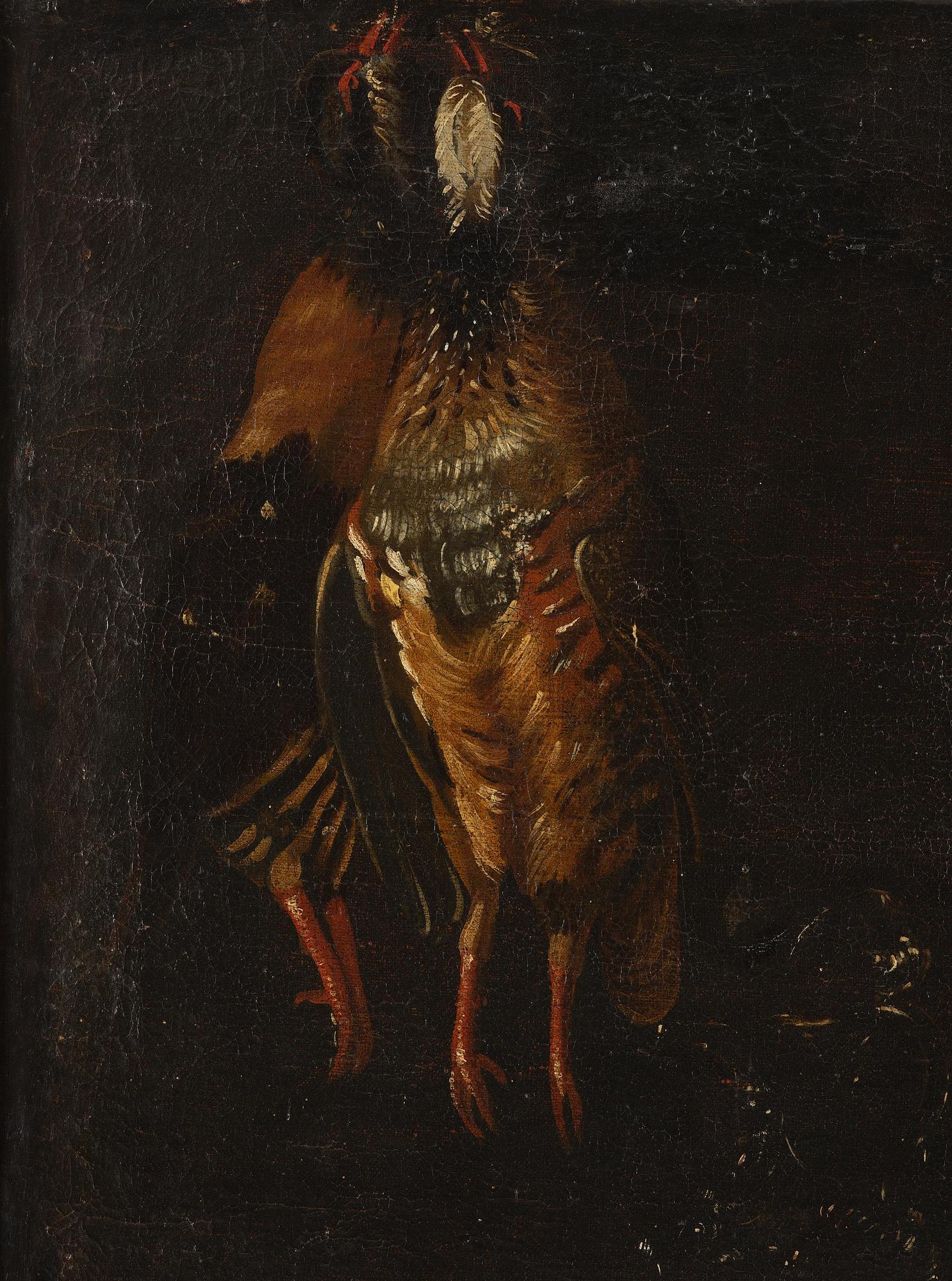 Jacopo da Empoli, hans efterföljd, Skafferi med fåglar, hare och fisk.