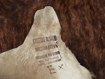 COWHIDE. Argentina in the 1970's. 226,5 x 198,5 cm.