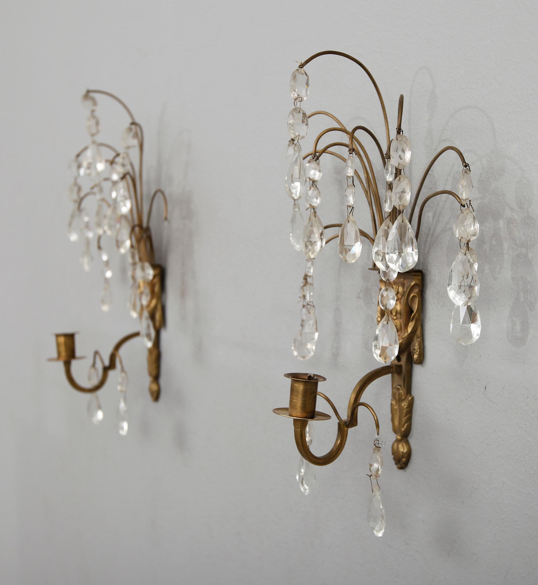 VÄGGLAMPETTER, 1 par, gustaviansk stil, 1900-talets första hälft.