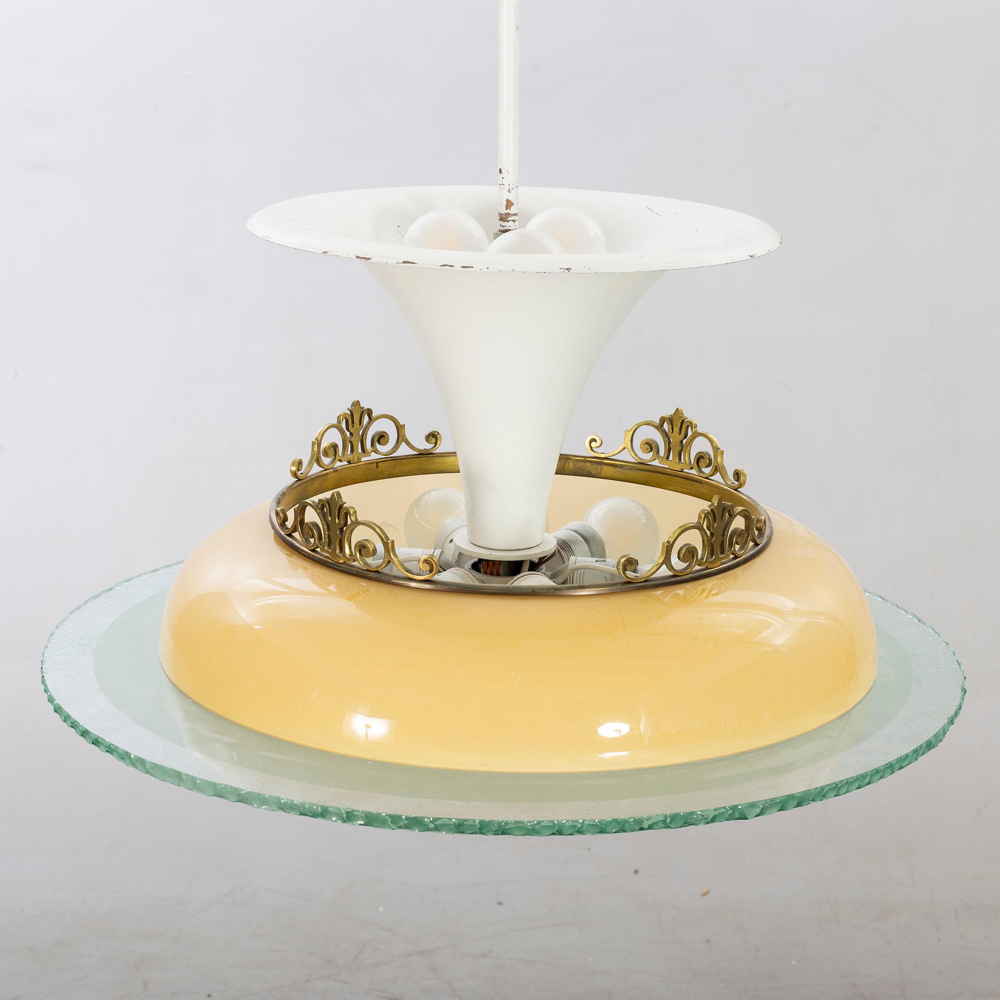 Taklampa art deco, troligen  Böhlmark 1930-tal.
