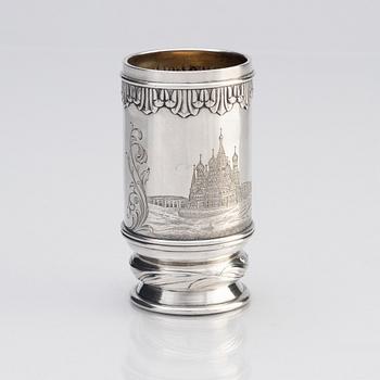 Bägare, silver, niello, verkmästare Konstantin Linke, C.E. Bolin, Moskva 1895.