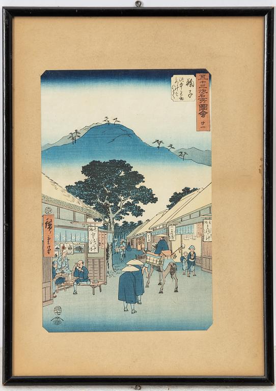 Ando Utagawa Hiroshige, after, 'Mariko: Selling the Famous Yam Soup at the Station' Mariko, 鞠子 駅中名物とろゝ汁をひさぐ, early 1900s.