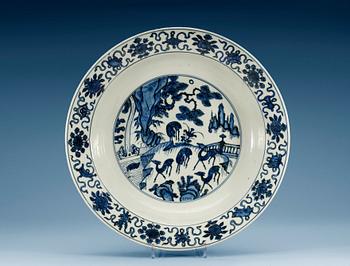 A blue and white charger, Ming dynasty (1368-1644).