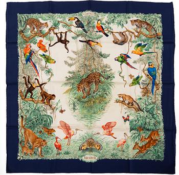 Hermès, an 'Equateur' silk scarf.