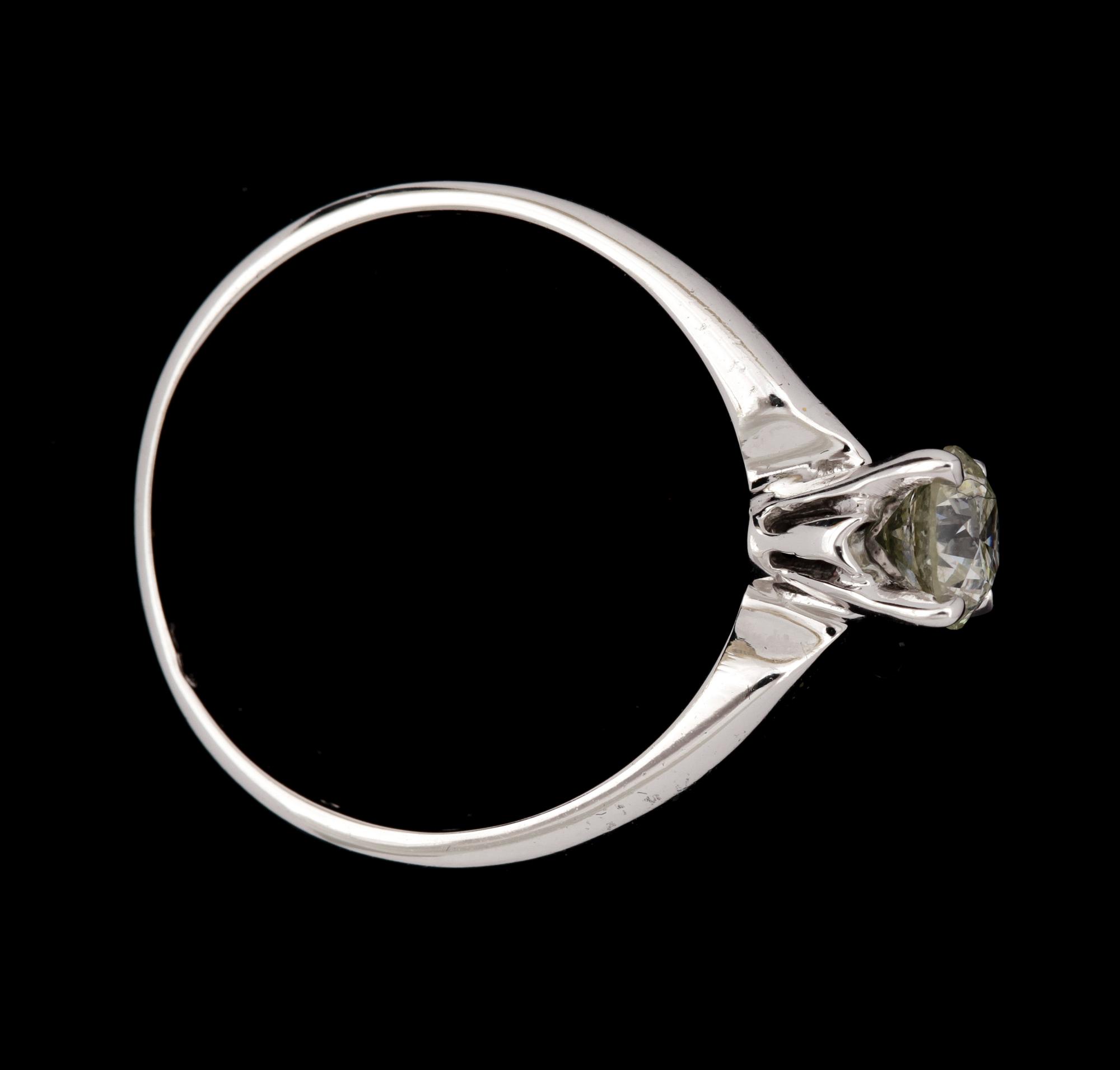 RING, 14k vitguld med briljantslipad diamant tot ca0,50ct. Vikt 1,9g.