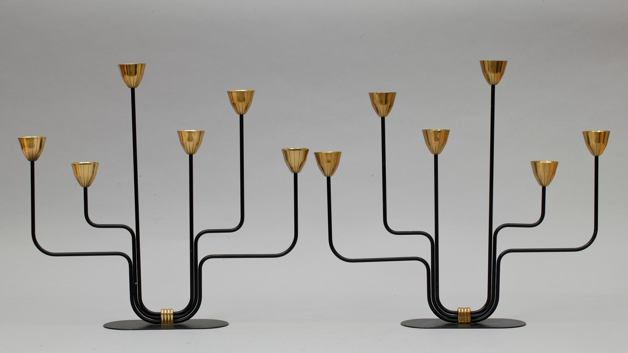 KANDELABRAR, ett par. Gunnar Ander för Ystad Metall. 1900-talets mitt.