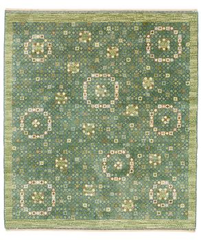 189. Barbro Nilsson, A CARPET, "Bankrabatten grön", knotted pile, ca 246 x 211,5 cm, signed AB MMF BN.