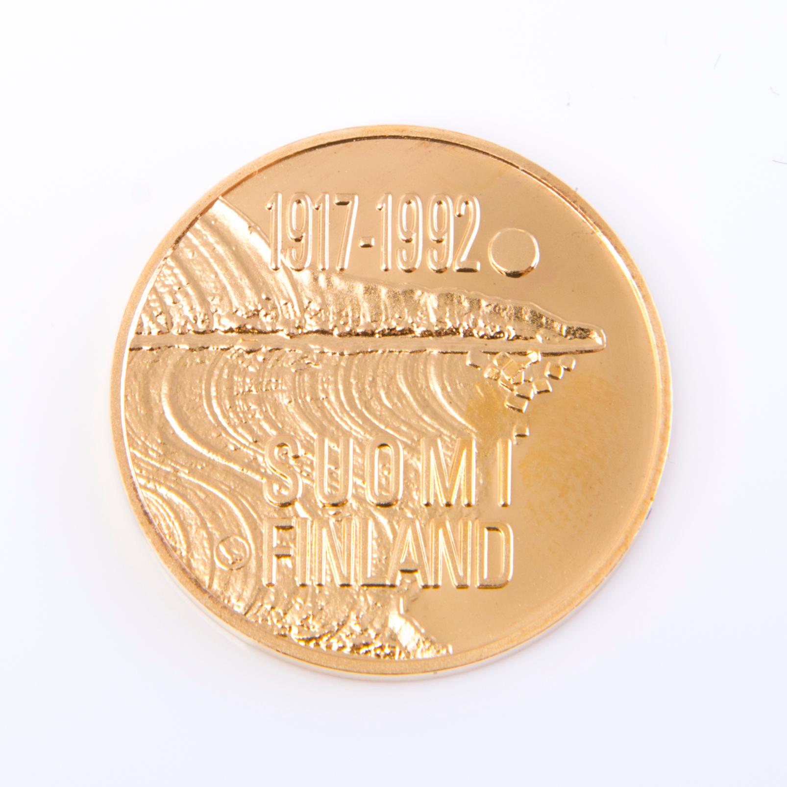 JUBILEUMSMYNT, guld (900), Finland, 1000 mk, Finland 75 år.