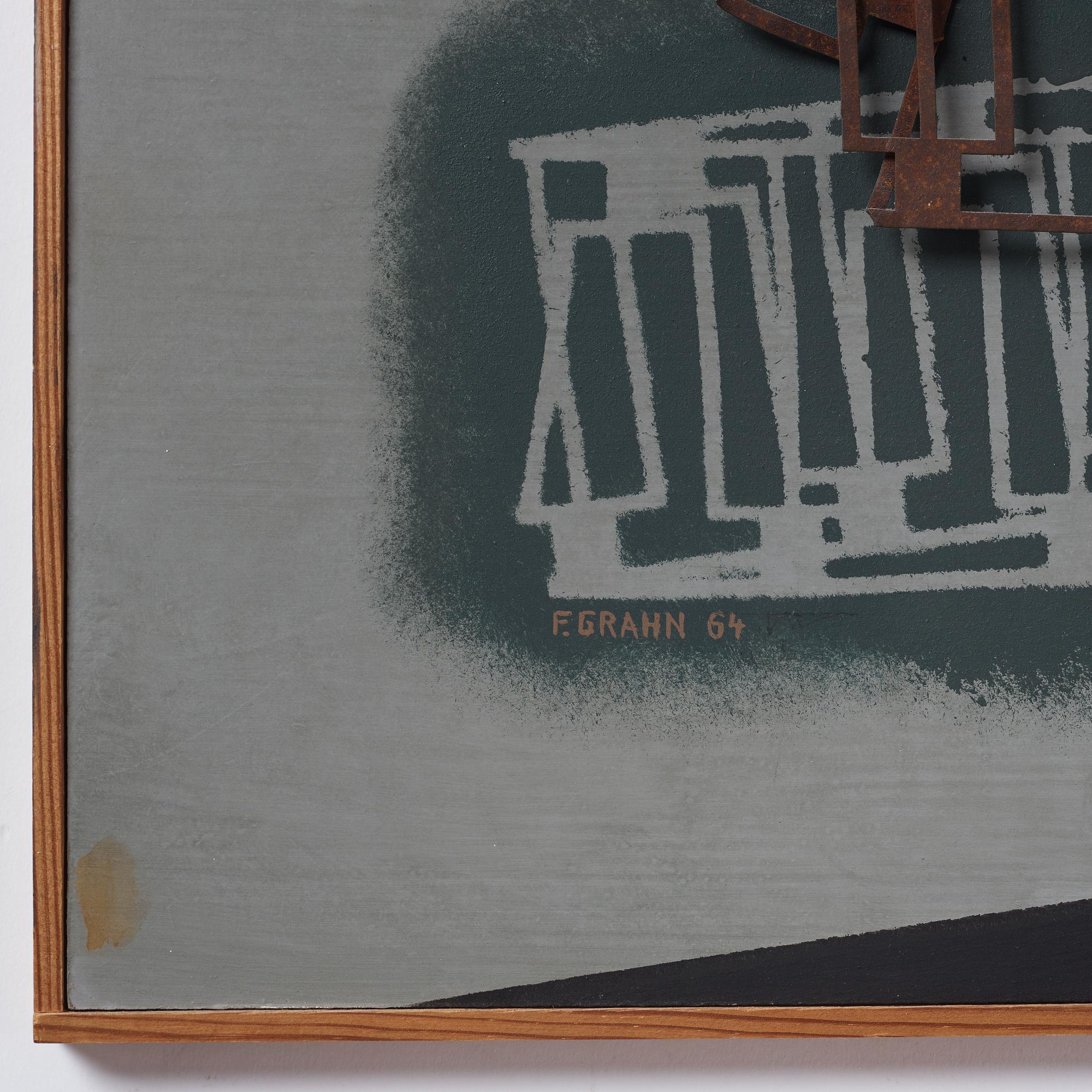 Fritz Grahn, blandteknik på pannå, signerad och daterad -64.