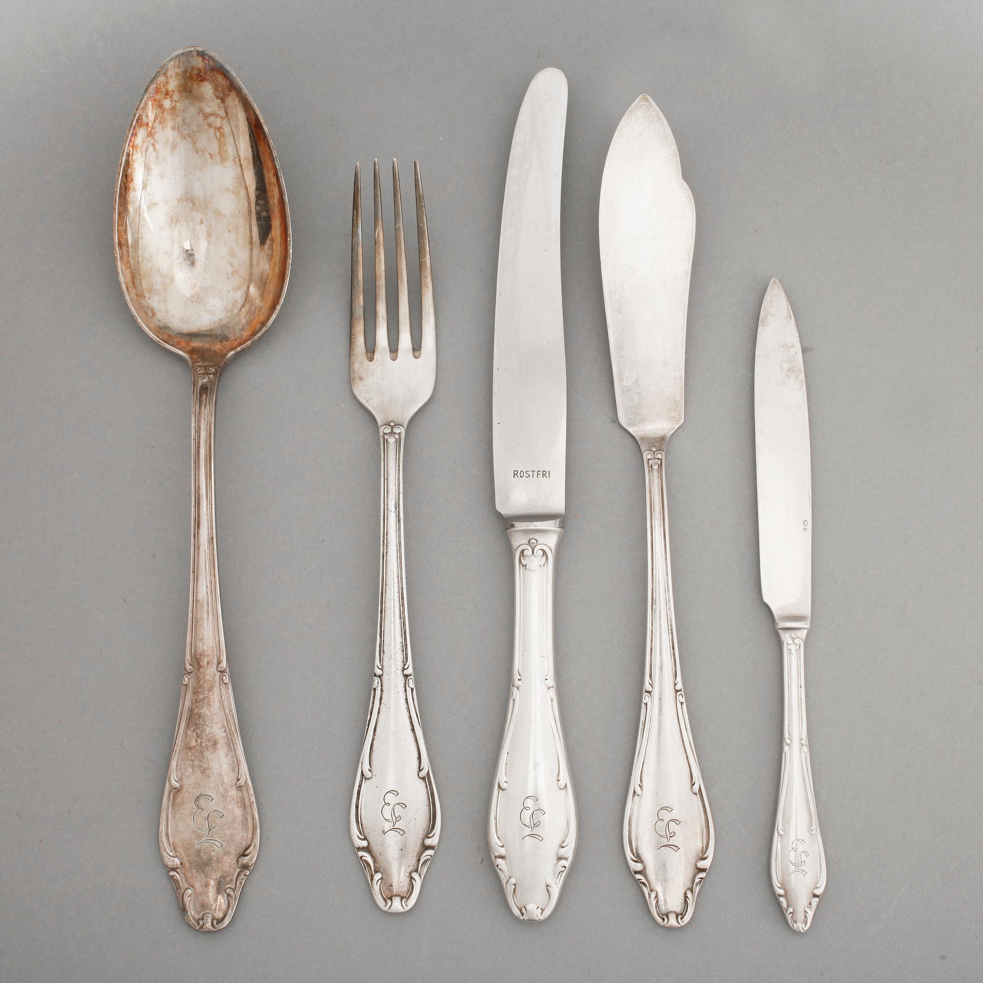 BESTICKSERVIS, 71 delar. Silver. Total vikt ca 3,268 kg.