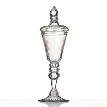 A large engraved goblet, Kungsholms glasbruk, 18th century.