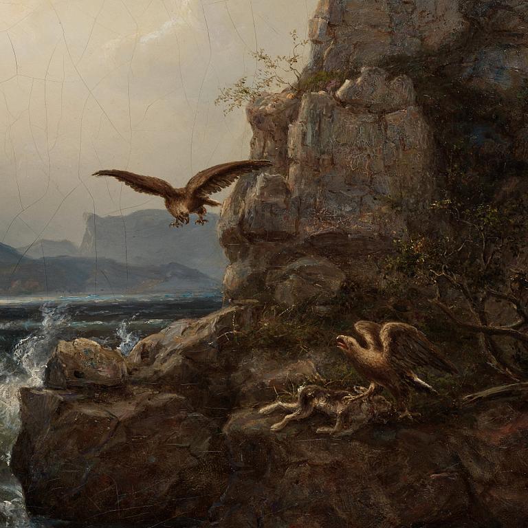 Ehrnfried Wahlqvist, Coastal landscape with nesting eagles.