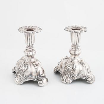 K Anderson, candlesticks, a pair, silver, Rococo style, Stockholm 1940.