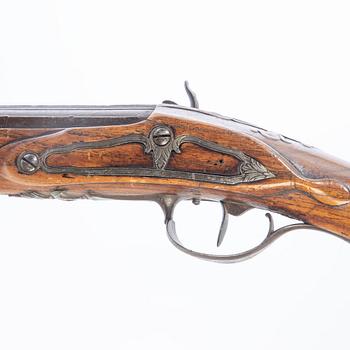 Percussion gun, signed P Grel, converted from flintlock, 18th century.