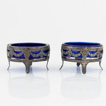 A pair of late Gustavian silver salt cellars, Berndt Johan Frodelius, Stockholm, Sweden, 1792.