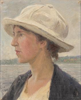 Erik Tryggelin, Portrait of a Woman with a Hat, 1916.