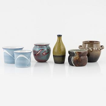 Gösta Millberg, a group of three vases and three pots, Rörstrand.