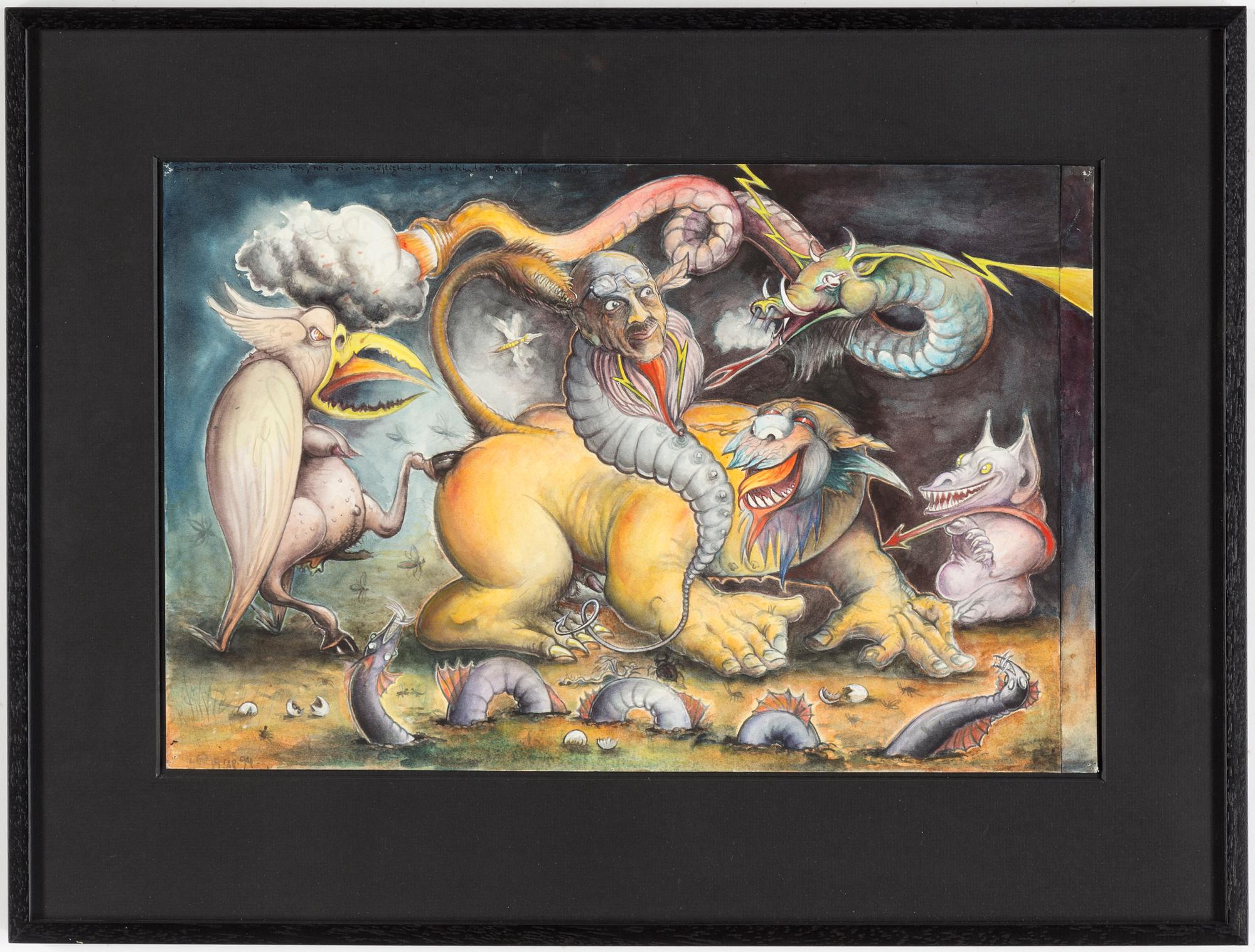 ULF RAHMBERG, gouache, signed with monogram and dated -94.