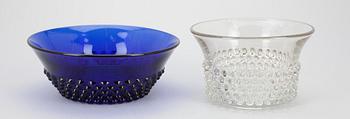 SKÅLAR, 2 st, glas, Saara Hopea. Design 1959.