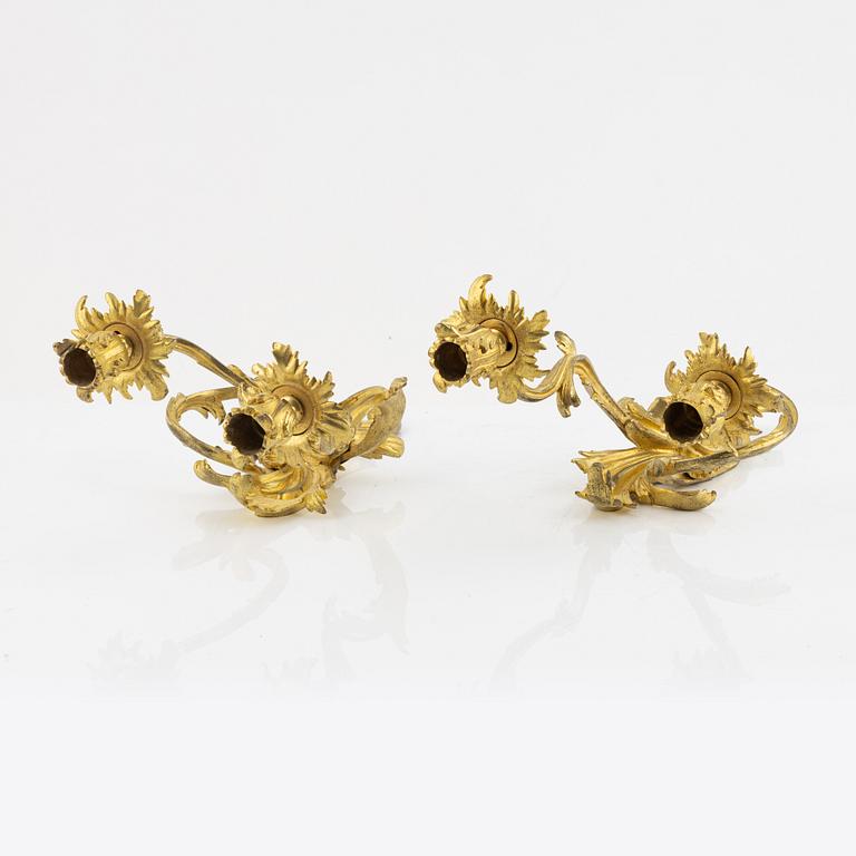 A pair of French Louis XV style two-branch appliques, 19th century.