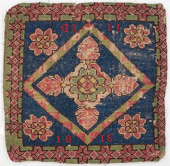Jynne (pillow) Cross stitch, Skåne, first half of the 19th century. approx. 44 x 43 cm.