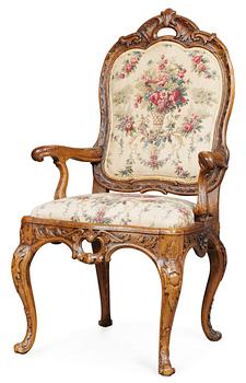 961. A Danish Rococo armchair.