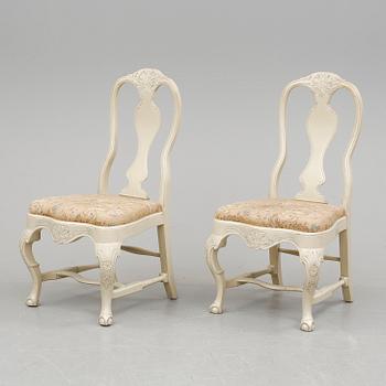 STOLAR, ett par, rokokostil, Uppsala Möbleringsaktiebolag, 1900-talets andra hälft.