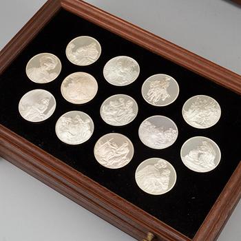 50 sterling silver medals, 'Rembrandt i silver', Franklin Mint AB.