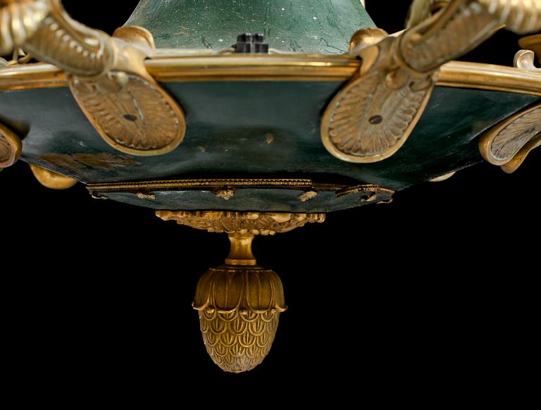 TAKLAMPA, empirestil, 1900-tal. Höjd ca 92 cm.