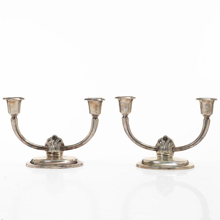 David Andersen, candelabra, a pair, silver, Norway, after 1925.