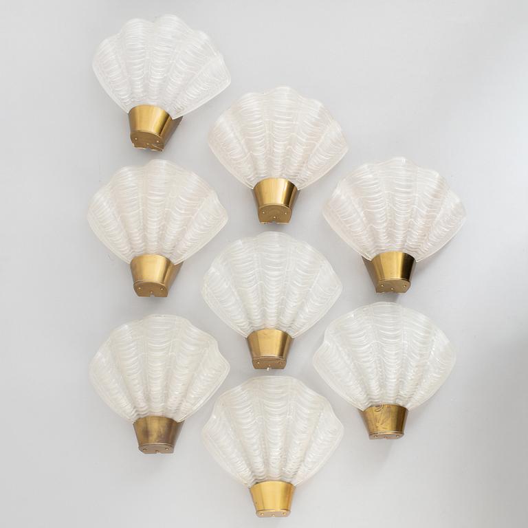 Asea, a set of eight 'Coquille' wall lights, Sweden, 1940's.