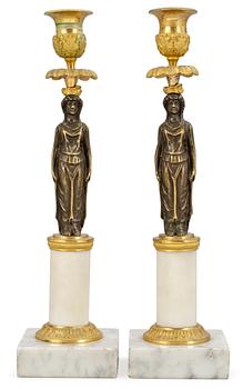 614. A pair of late Gustavian circa 1800 candlesticks.