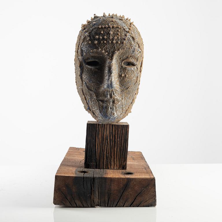 Bertil Vallien, a "Janus", sand cast glass sculpture, Kosta Boda, Sweden, provex (prototype).