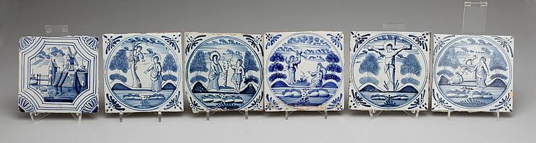 KAKELPLATTOR/FLIS, fajans, 11 st Delft, 1700-tal.