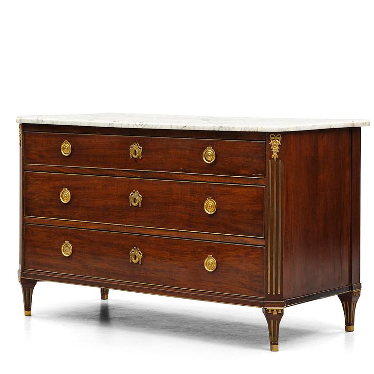 A late Gustavian mahogany commode, Stockholm, late 18th century.
