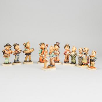 FIGURINER, 9 st, porslin, MJ Hummel, Goebel, 1900-tal.