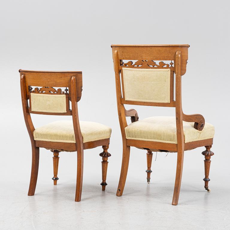 A sofa, two armchairs and four chairs, mahognay, Baltic area, second part of the 19th Century.