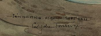 Carl Johan Forsberg, watercolour, signed and dated Sønderho Havn XXII. (1922).