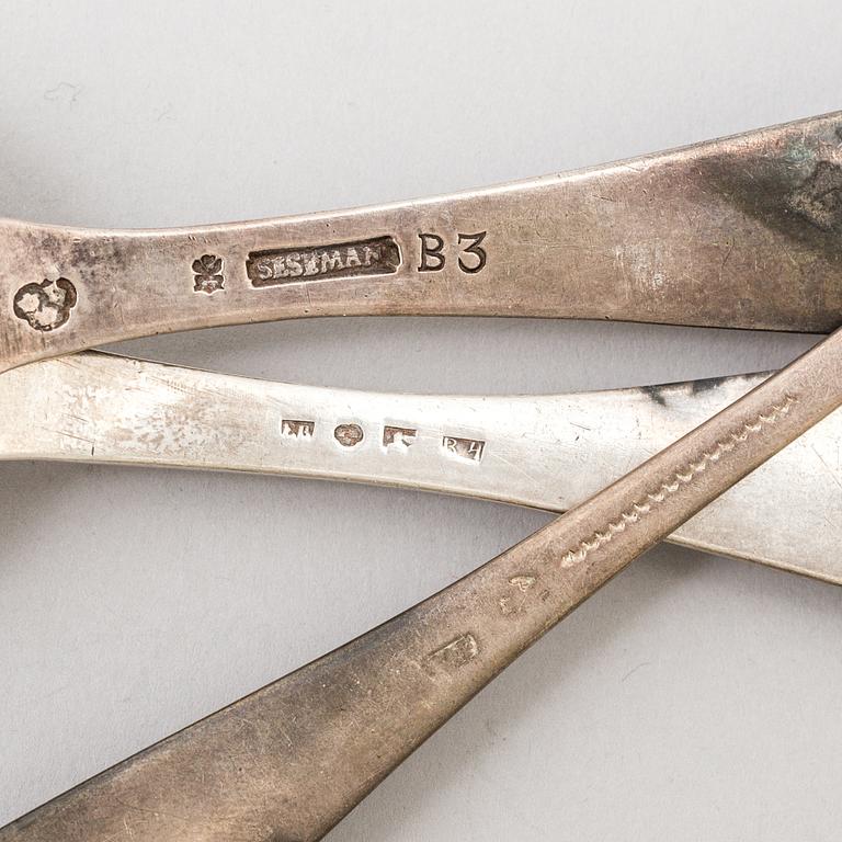 A set of seven 19th century silver spoons.