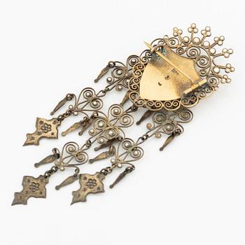 Brooch, sterling silver and enamel.