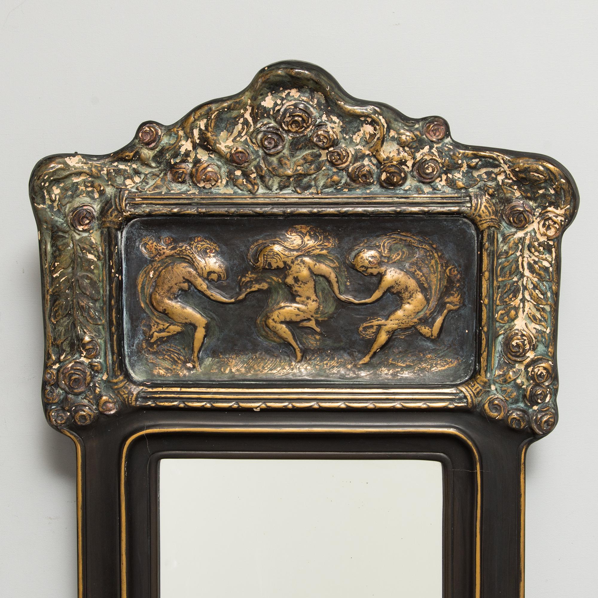 Ville Vallgren,  a wall mirror, signed and label marked, 1920s.
