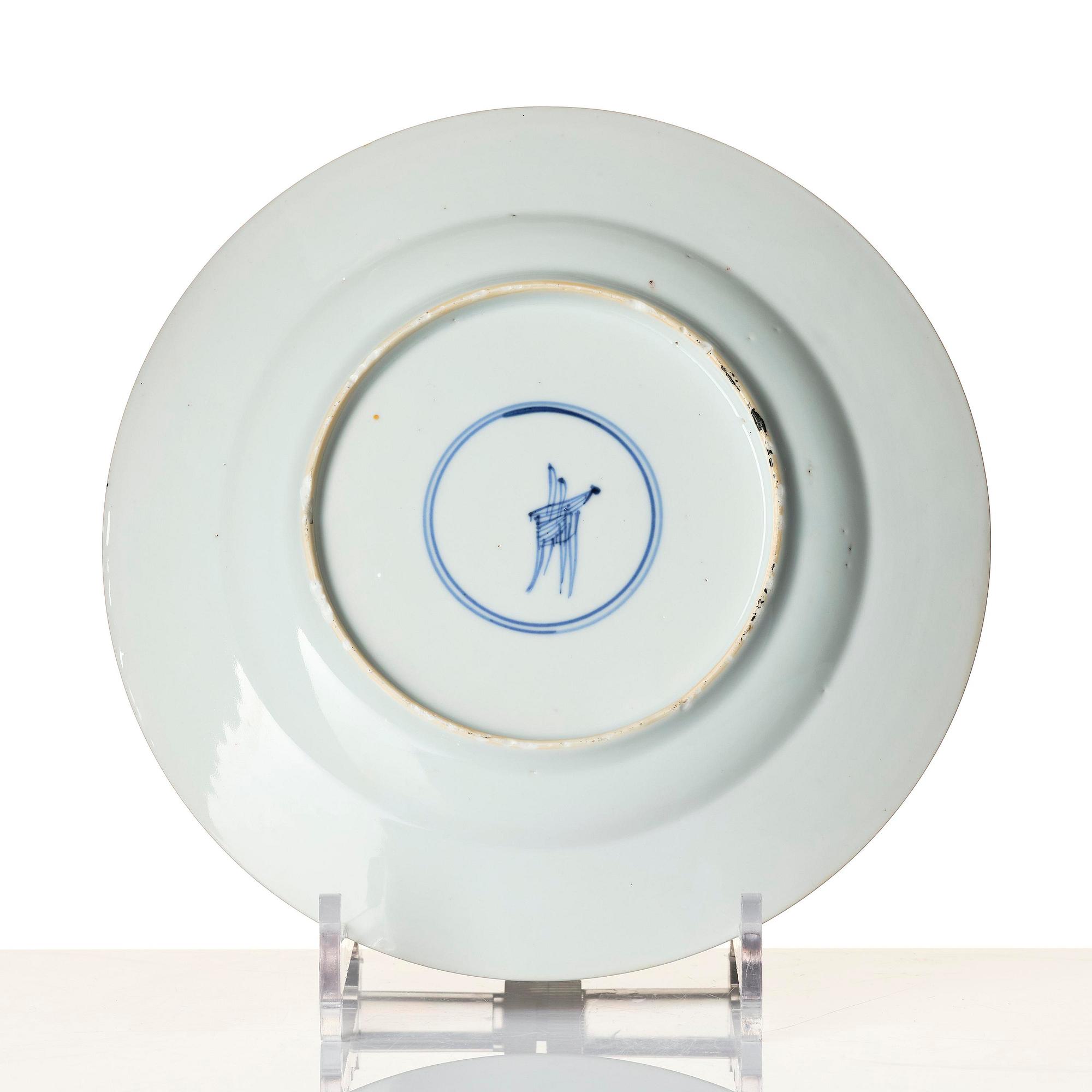 Tallrik, porslin. Qingdynastin, Kangxi (1662-1722).
