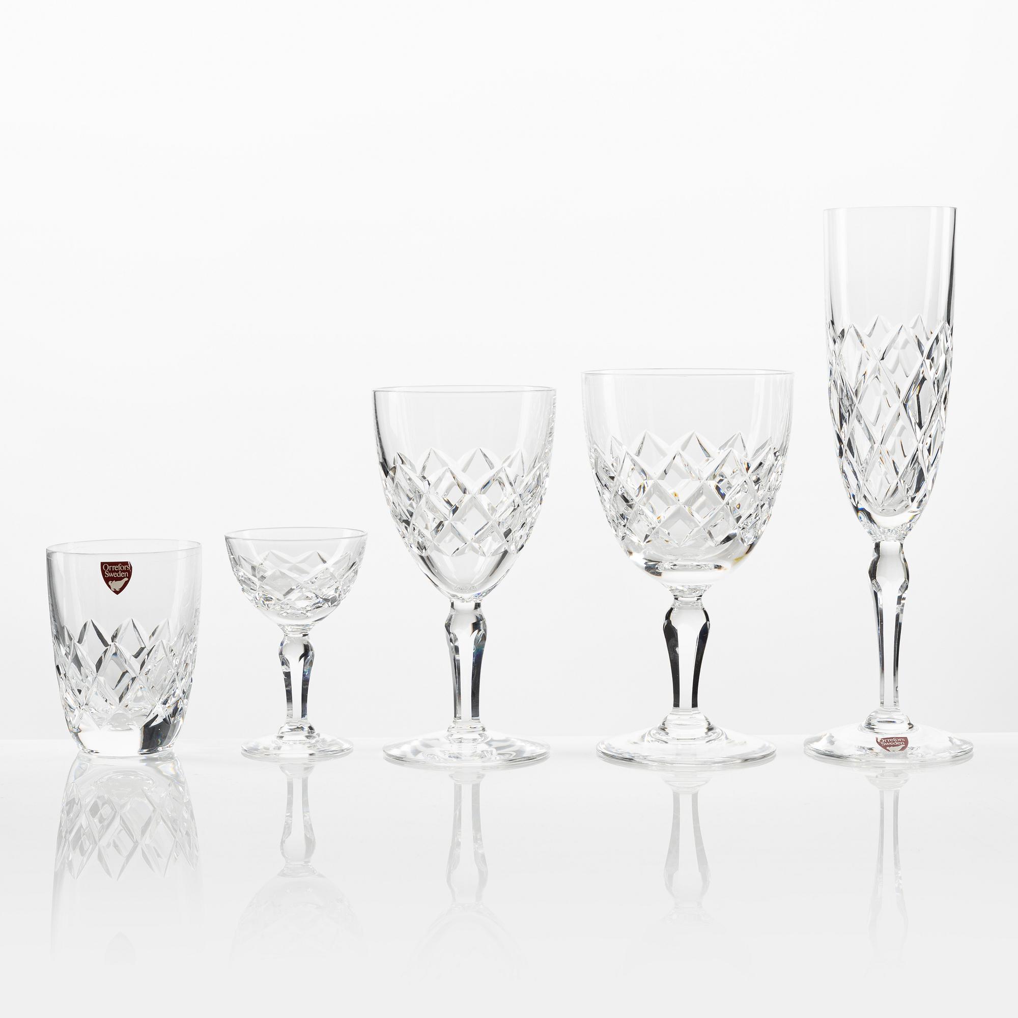 Glasservis, 62 delar, "Karolina", Orrefors.