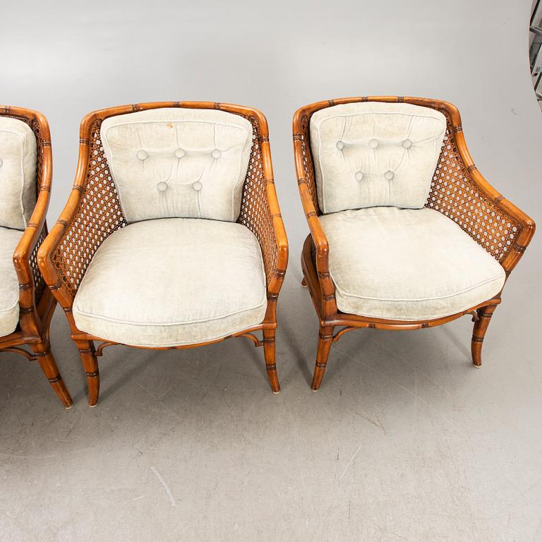 A set of four imitated bamboo and rattan easy chairs later part of the 20th century.