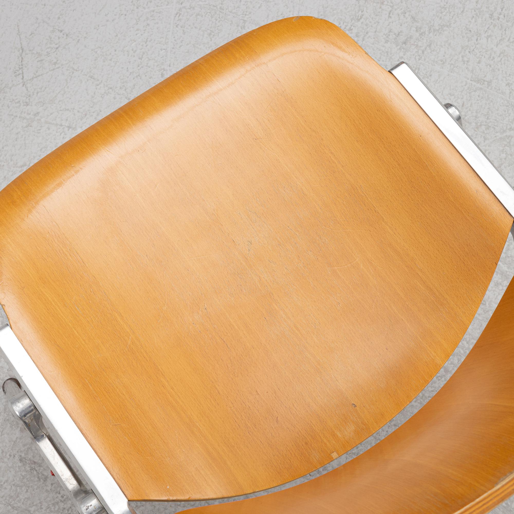 Giancarlo Piretti, four chairs, Castelli, Italy.