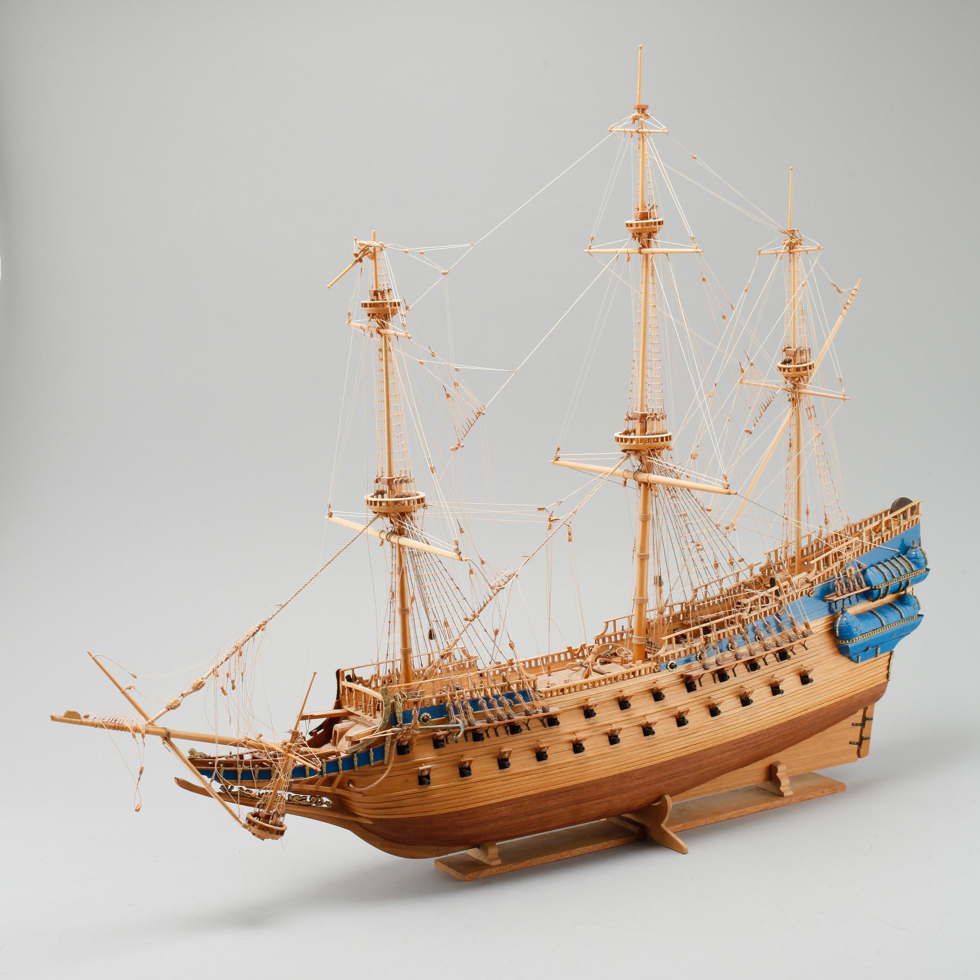 A ship model, possibly of the Regal ship Vasa, second half of the 20th century.