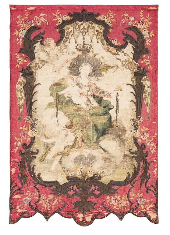 A European 18th century procession banner, ca 203 x 137 cm.