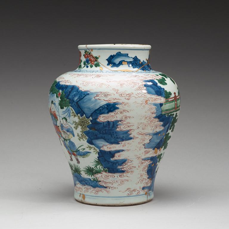 A Transitional Wucai vase, 17th Century.