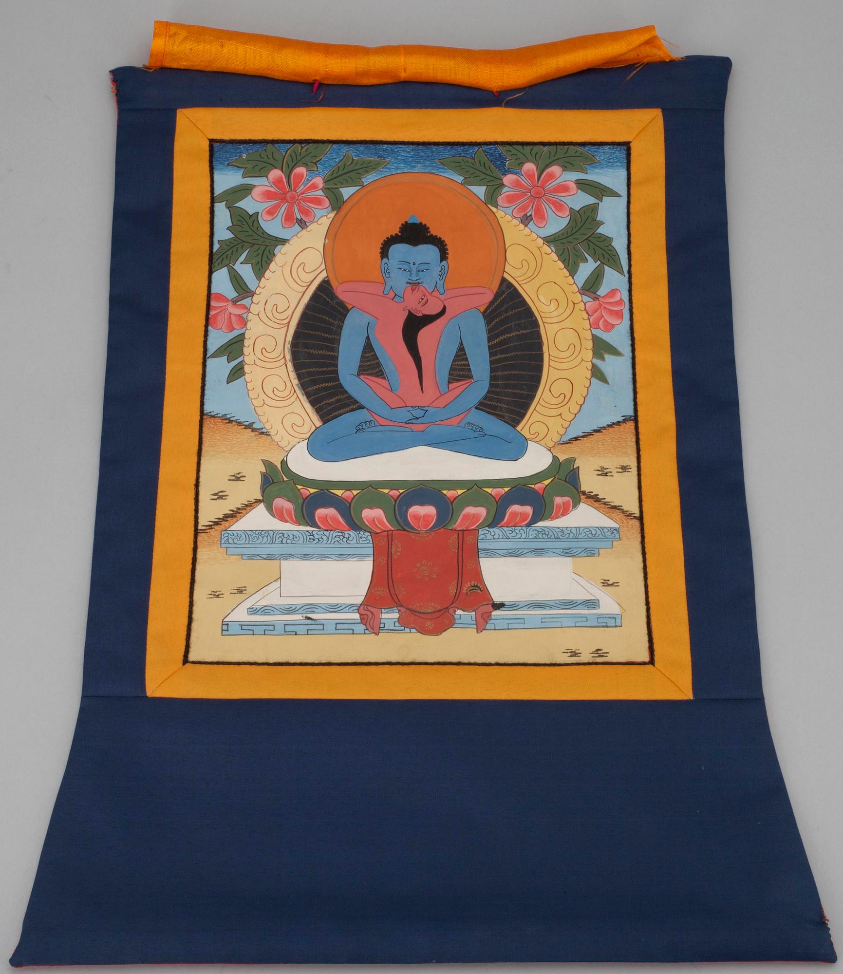 THANGKA, blandteknik på textil, Tibet/Indien 1900-talets slut.